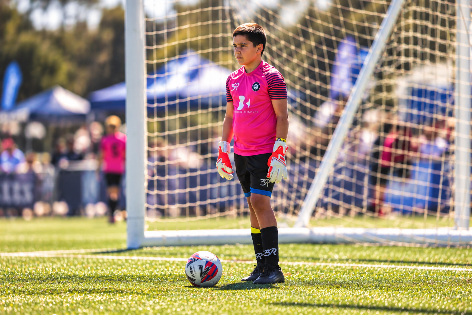 Goalkeeper set on the goal line