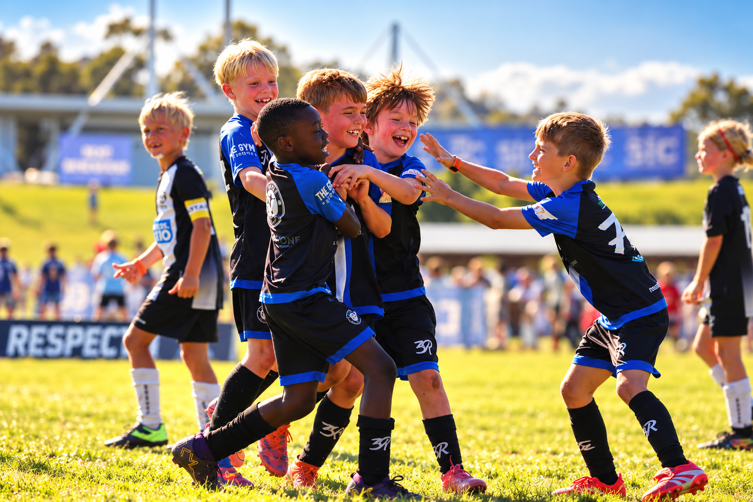 Team celebrating together after a goal