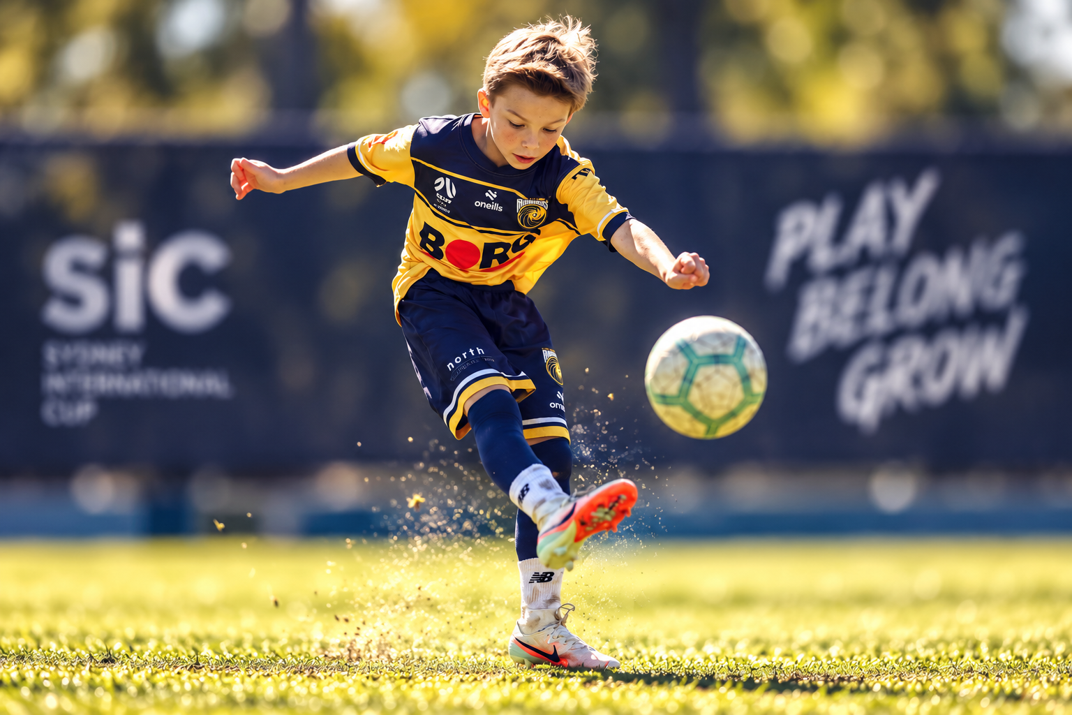 Player striking the ball at the Sydney International Cup