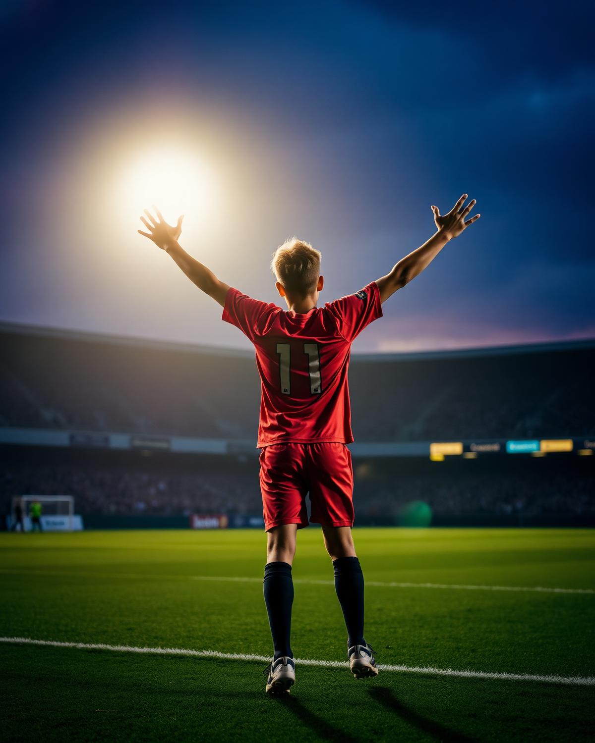 Junior player celebrating a goal