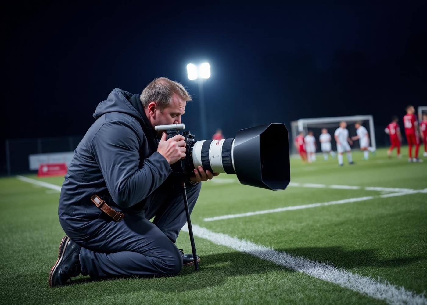 Sports photographer on the sideline